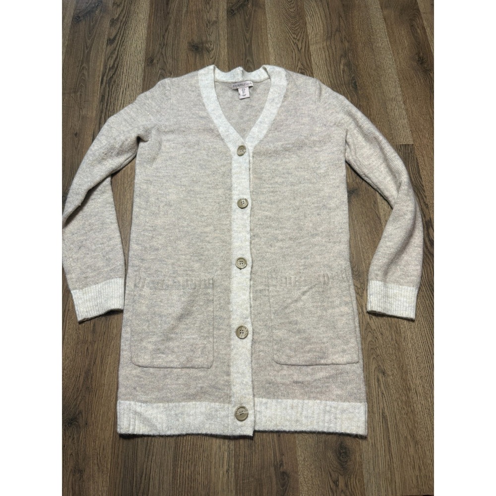 Sincerely Jules Sweater Womens Small Brown White Long Sleeve Button Cardigan